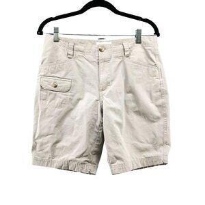 Columbia Cargo Shorts Womens 8 Beige Chino Mid Rise 9" Cotton Outdoors
